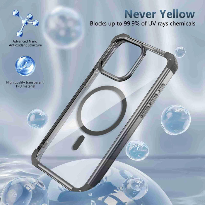 For Iphone 15 Transparent Magsafe Magnetic Phone Case
