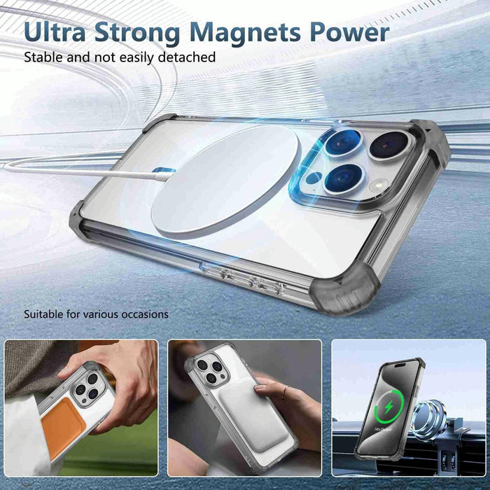 For Iphone 15 Transparent Magsafe Magnetic Phone Case