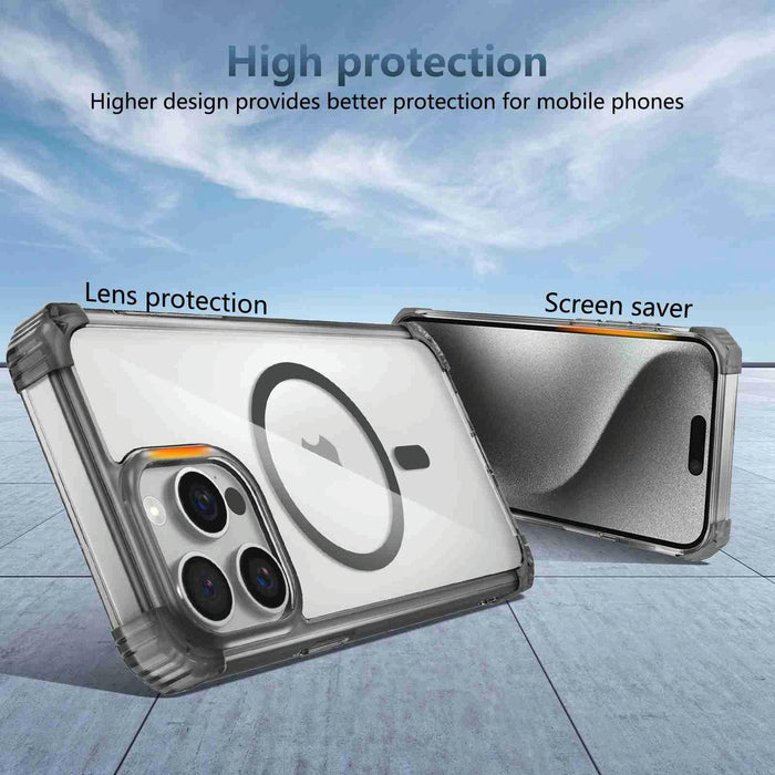 For Iphone 15 Transparent Magsafe Magnetic Phone Case