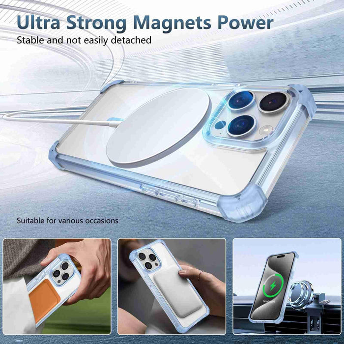 For Iphone 15 Transparent Magsafe Magnetic Phone Case