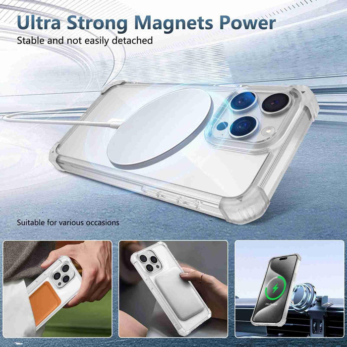 For Iphone 15 Transparent Magsafe Magnetic Phone Case