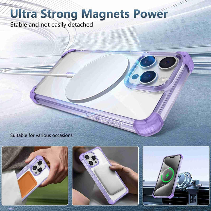 For Iphone 15 Transparent Magsafe Magnetic Phone Case