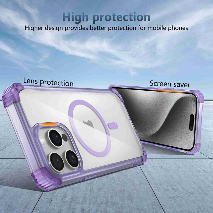 For Iphone 15 Transparent Magsafe Magnetic Phone Case