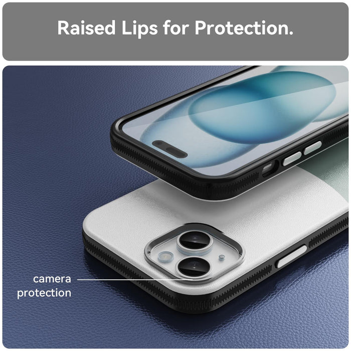 For Iphone 15 Leather Texture Magsafe Magnetic Tpu & Pc Phone Case