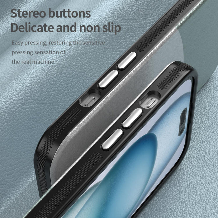 For Iphone 15 Leather Texture Magsafe Magnetic Tpu & Pc Phone Case