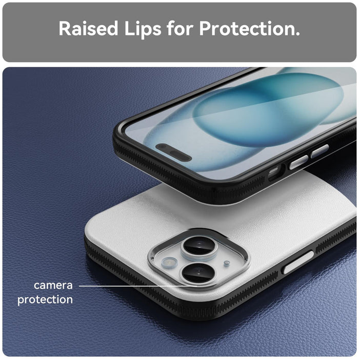 For Iphone 15 Leather Texture Magsafe Magnetic Tpu & Pc Phone Case