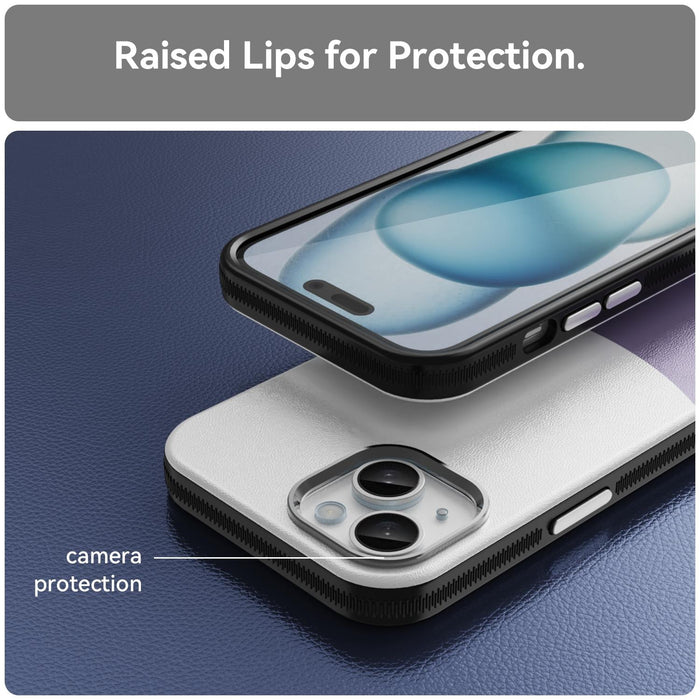 For Iphone 15 Leather Texture Magsafe Magnetic Tpu & Pc Phone Case