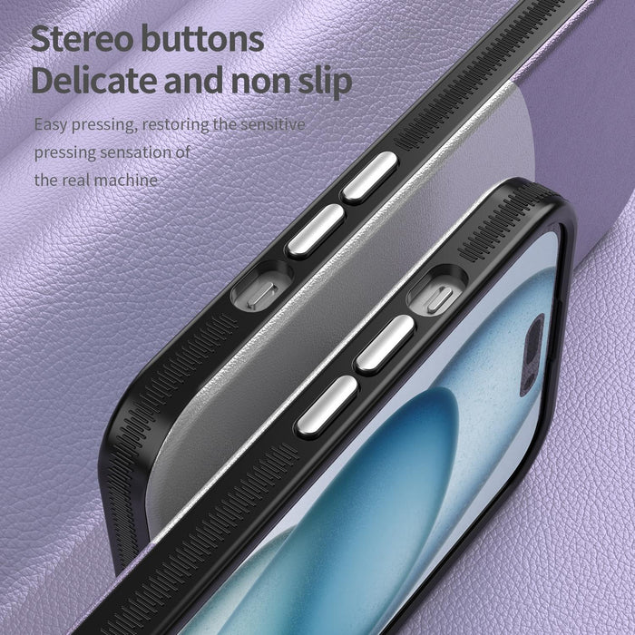 For Iphone 15 Leather Texture Magsafe Magnetic Tpu & Pc Phone Case