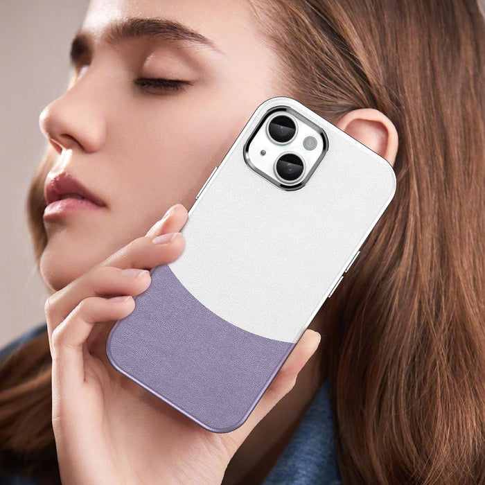 For Iphone 15 Leather Texture Magsafe Magnetic Tpu & Pc Phone Case