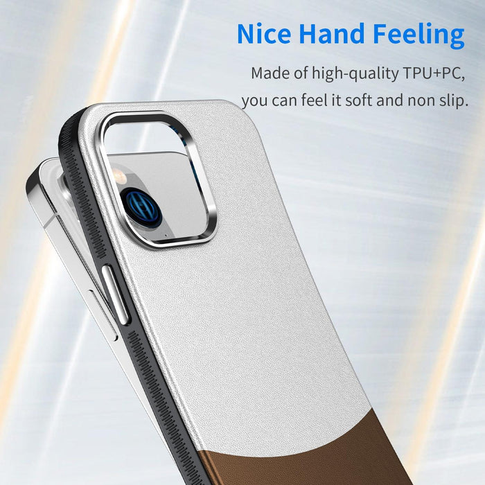For Iphone 15 Leather Texture Magsafe Magnetic Tpu & Pc Phone Case