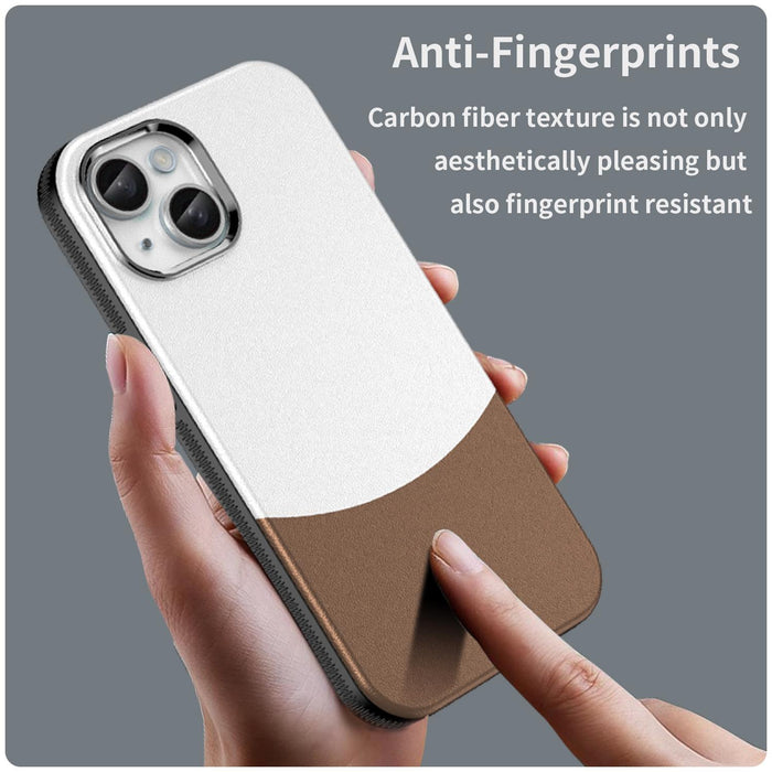 For Iphone 15 Leather Texture Magsafe Magnetic Tpu & Pc Phone Case