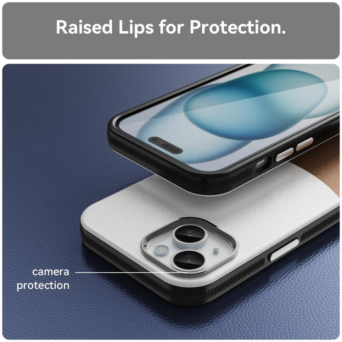 For Iphone 15 Leather Texture Magsafe Magnetic Tpu & Pc Phone Case