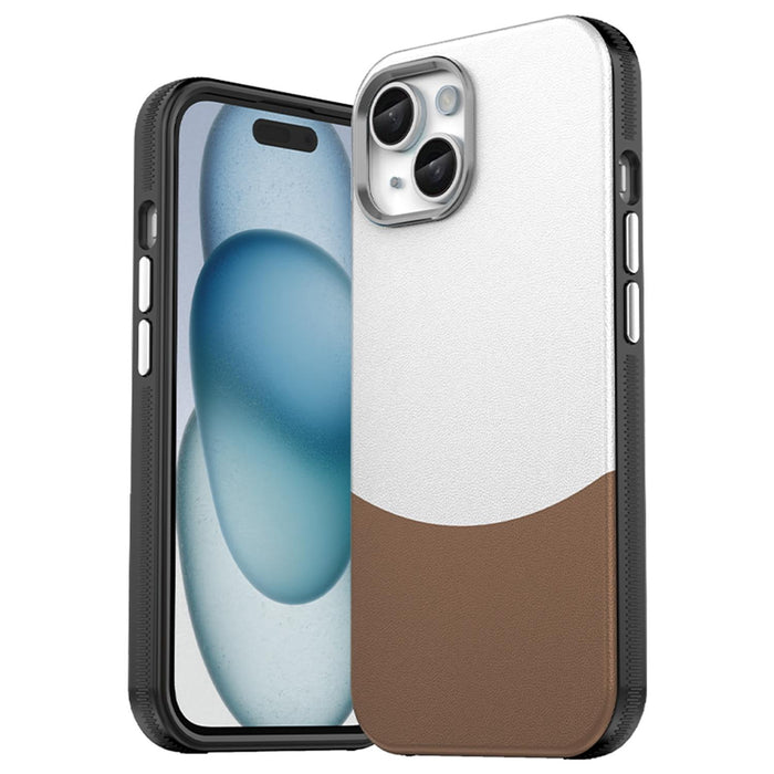 For Iphone 15 Leather Texture Magsafe Magnetic Tpu & Pc Phone Case