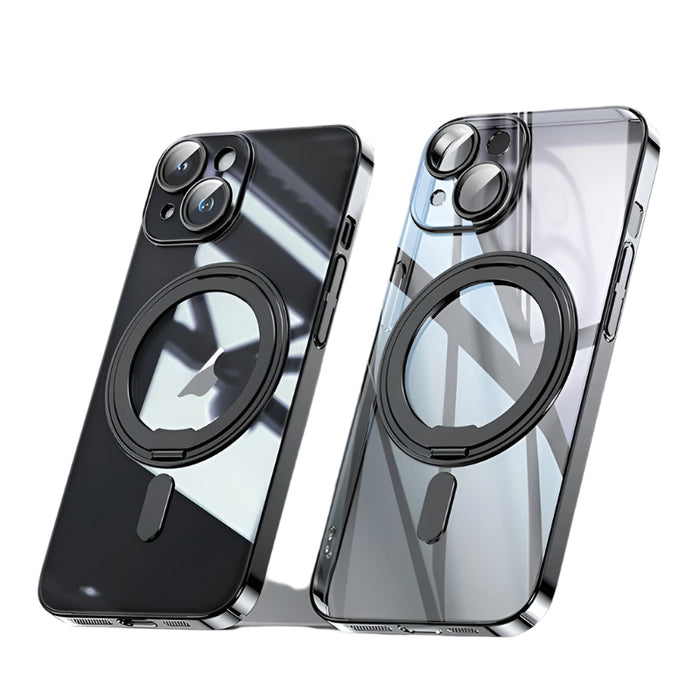 For Iphone 15 Plating Pc 360 Degree Ring Holder Magsafe Phone Case