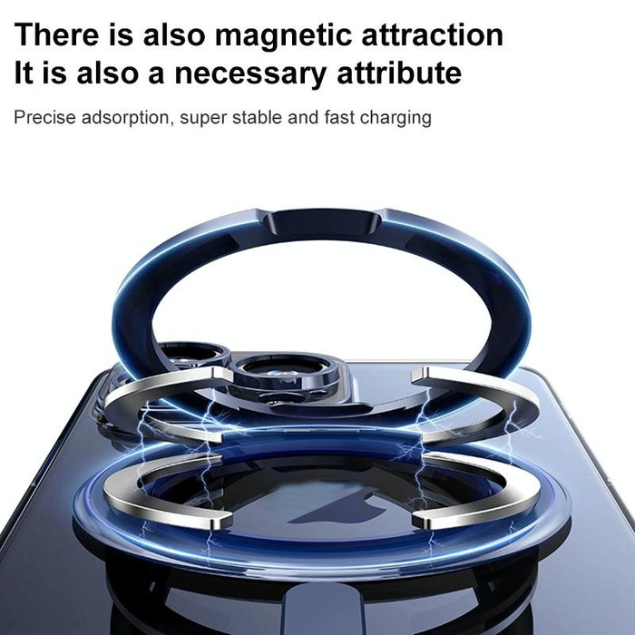 For Iphone 15 Plating Pc 360 Degree Ring Holder Magsafe Phone Case