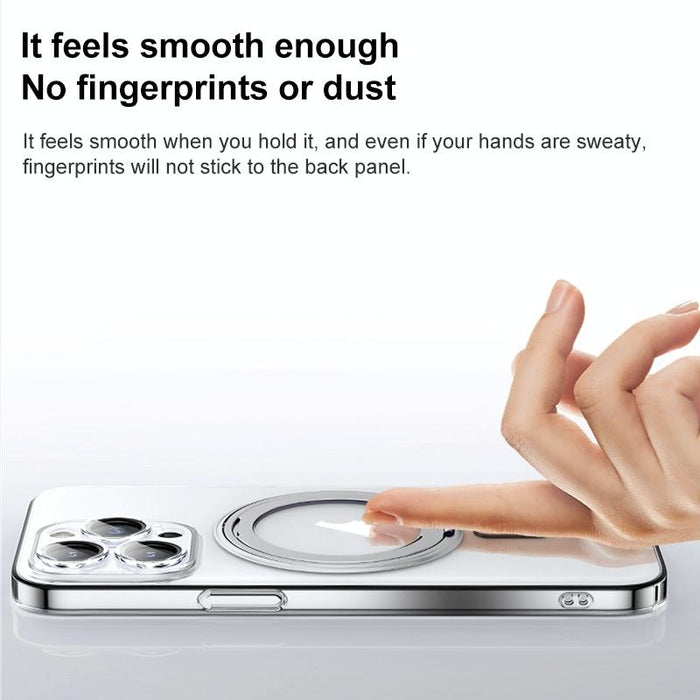 For Iphone 15 Plating Pc 360 Degree Ring Holder Magsafe Phone Case