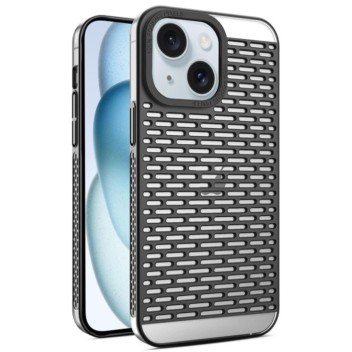 For Iphone 15 Hollow Matte Electroplated Pc Heat Dissipation Phone Case