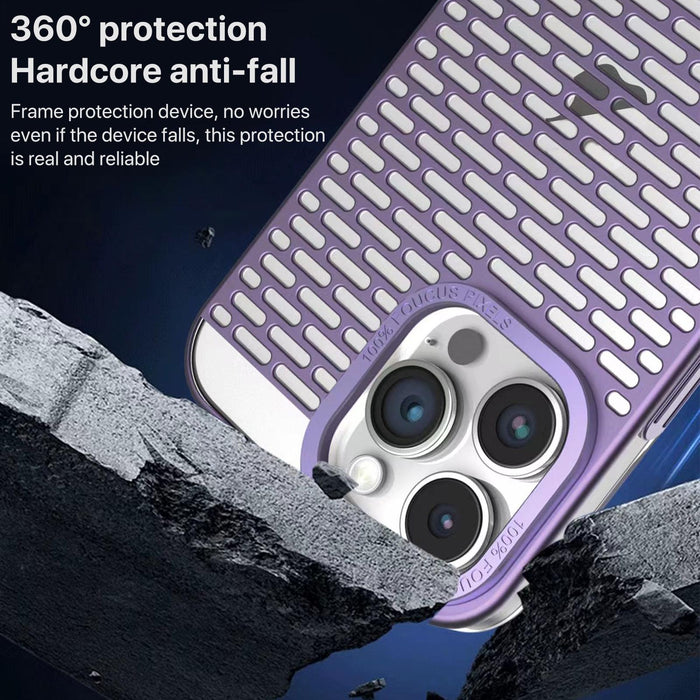 For Iphone 15 Hollow Matte Electroplated Pc Heat Dissipation Phone Case