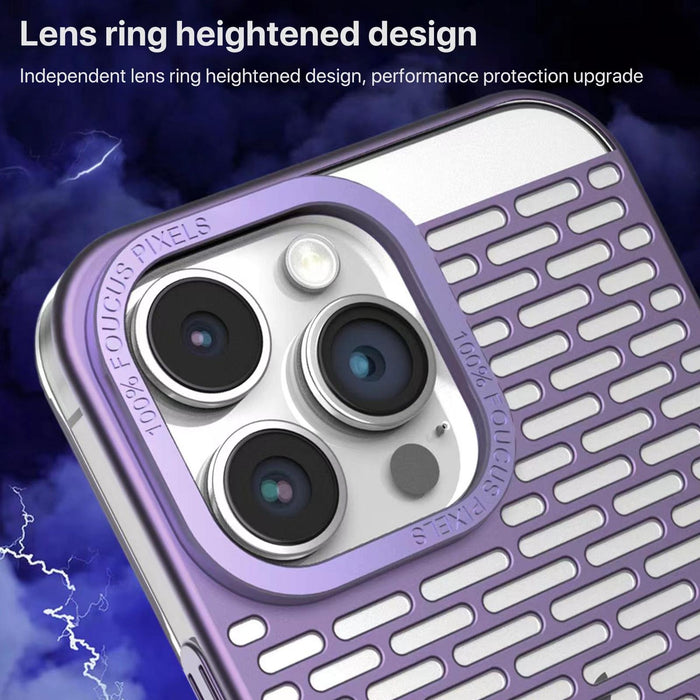 For Iphone 15 Hollow Matte Electroplated Pc Heat Dissipation Phone Case