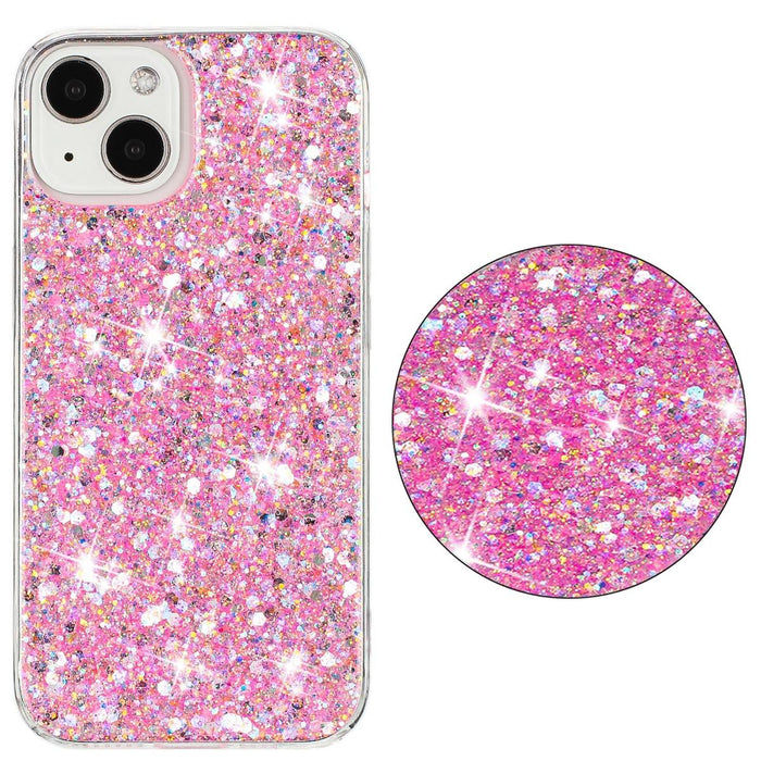 For Iphone 15 Transparent Frame Glitter Powder Tpu Phone Case