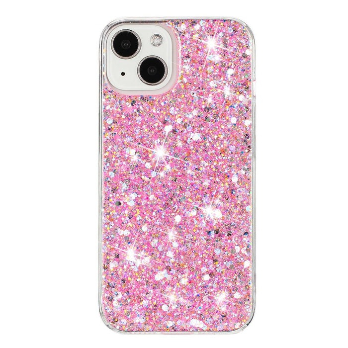 For Iphone 15 Transparent Frame Glitter Powder Tpu Phone Case