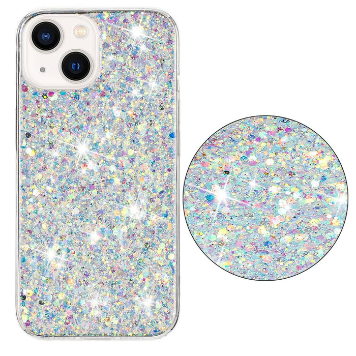 For Iphone 15 Transparent Frame Glitter Powder Tpu Phone Case