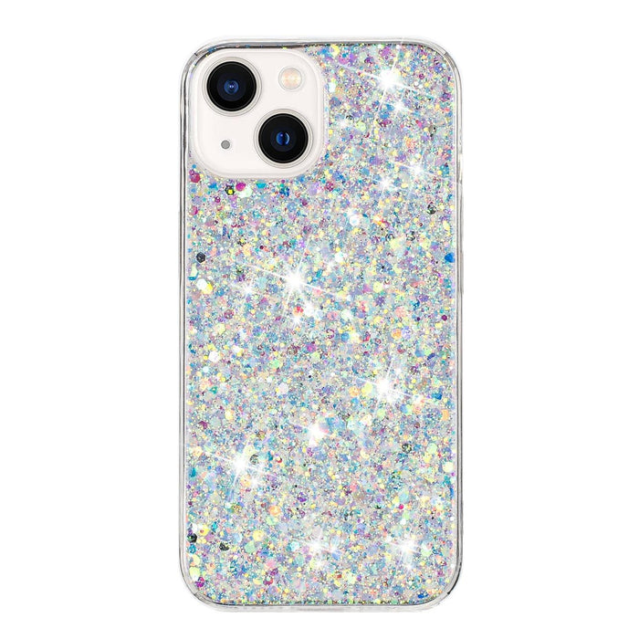 For Iphone 15 Transparent Frame Glitter Powder Tpu Phone Case