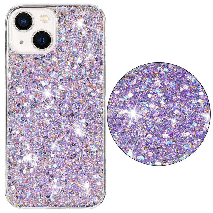 For Iphone 15 Transparent Frame Glitter Powder Tpu Phone Case
