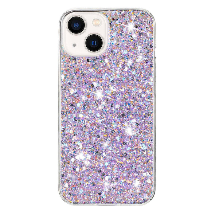 For Iphone 15 Transparent Frame Glitter Powder Tpu Phone Case