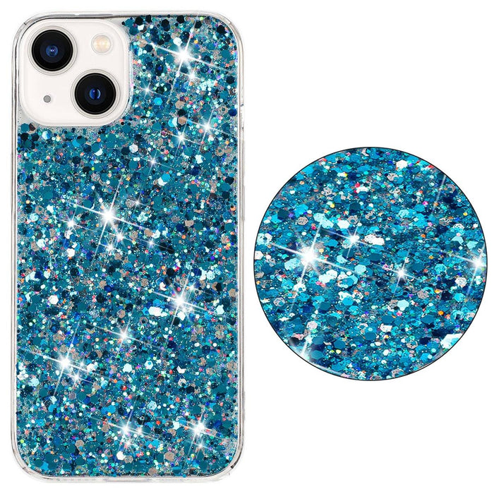 For Iphone 15 Transparent Frame Glitter Powder Tpu Phone Case