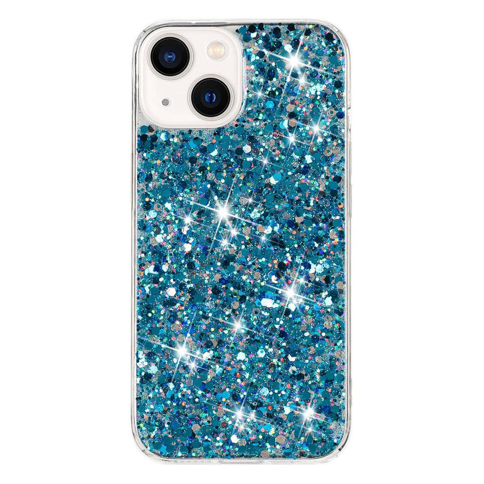 For Iphone 15 Transparent Frame Glitter Powder Tpu Phone Case