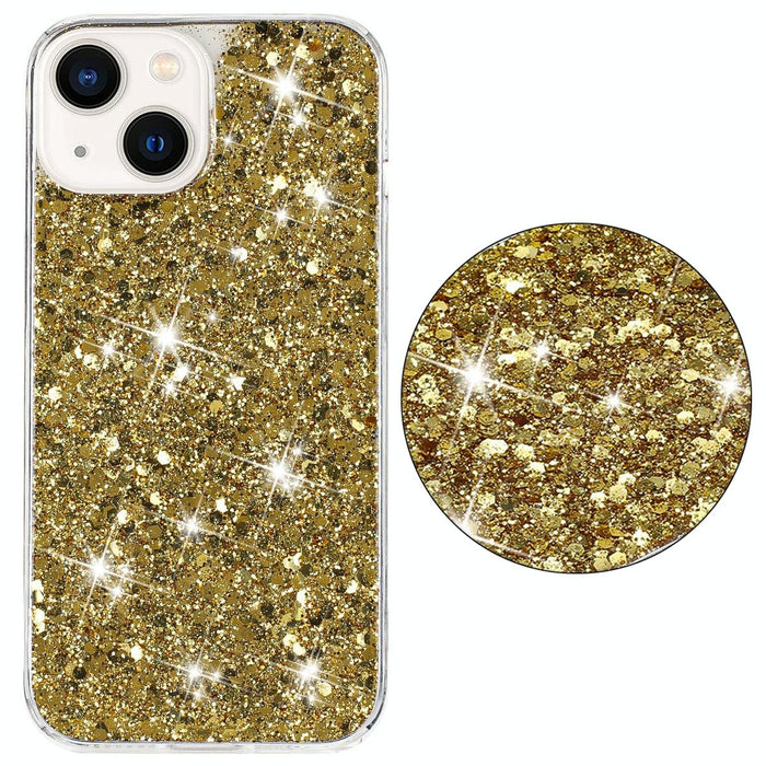 For Iphone 15 Transparent Frame Glitter Powder Tpu Phone Case