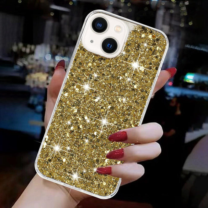 For Iphone 15 Transparent Frame Glitter Powder Tpu Phone Case