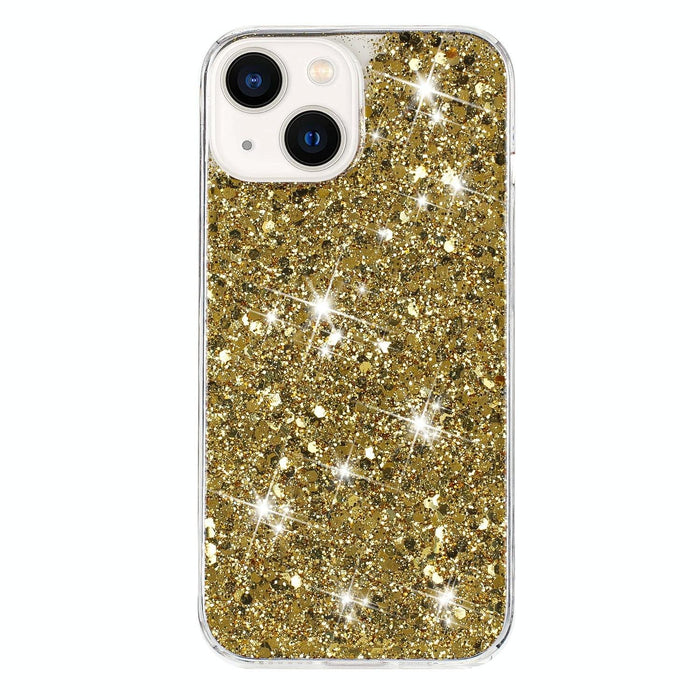 For Iphone 15 Transparent Frame Glitter Powder Tpu Phone Case