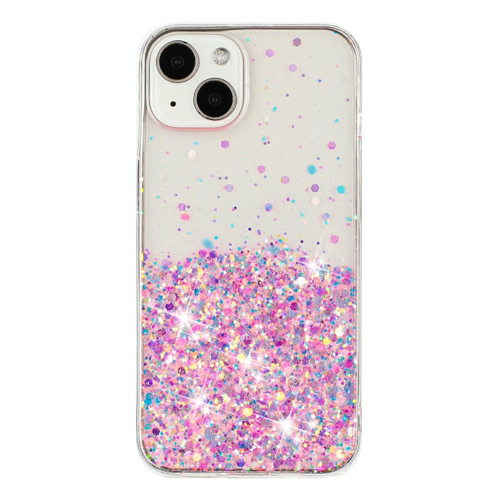 For Iphone 15 Transparent Frame Noctilucent Glitter Powder Tpu Phone Case