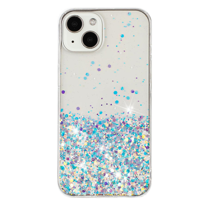 For Iphone 15 Transparent Frame Noctilucent Glitter Powder Tpu Phone Case