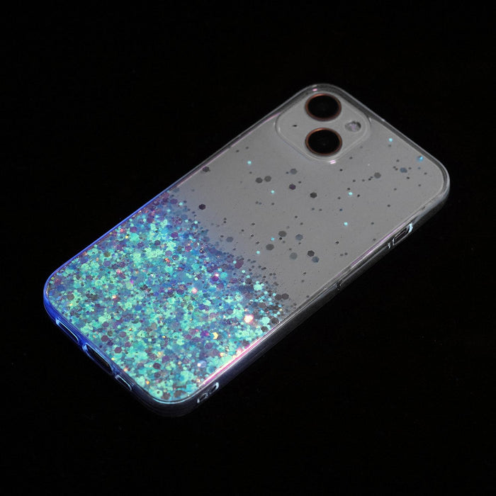 For Iphone 15 Transparent Frame Noctilucent Glitter Powder Tpu Phone Case