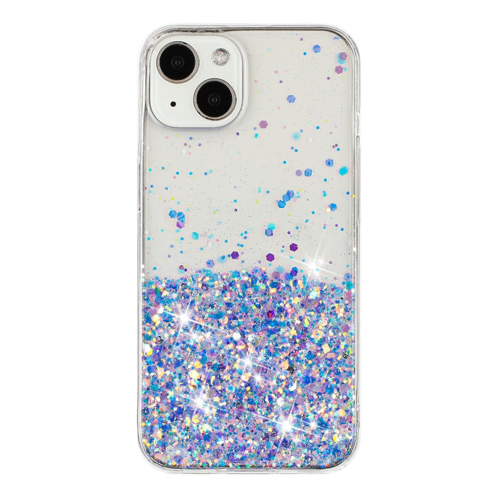 For Iphone 15 Transparent Frame Noctilucent Glitter Powder Tpu Phone Case