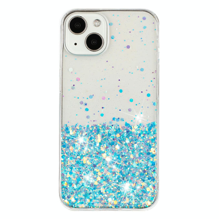 For Iphone 15 Transparent Frame Noctilucent Glitter Powder Tpu Phone Case