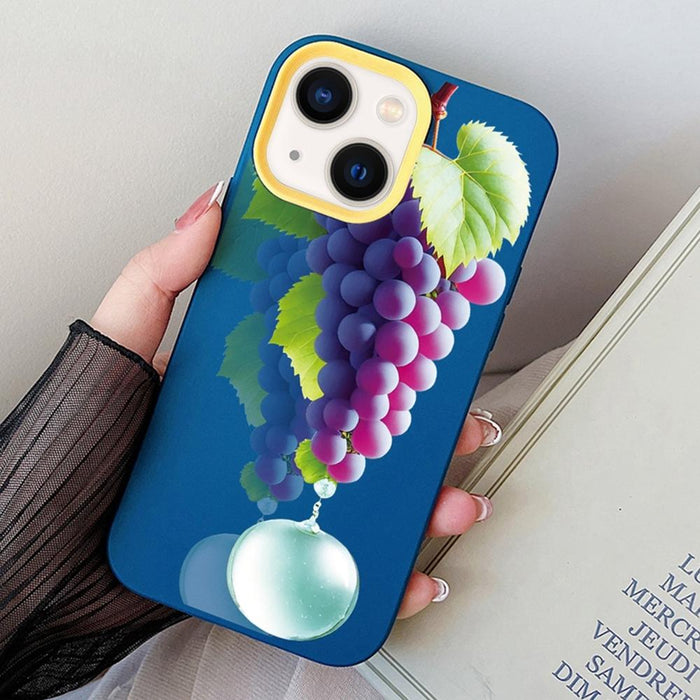 For Iphone 15 Grape Pattern Pc Hybrid Tpu Phone Case