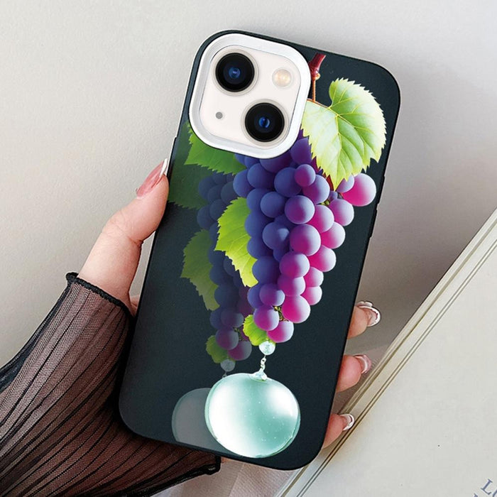 For Iphone 15 Grape Pattern Pc Hybrid Tpu Phone Case