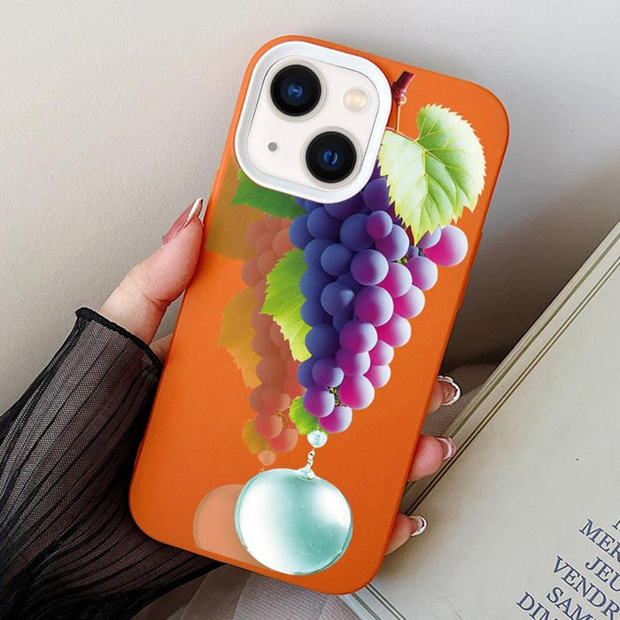 For Iphone 15 Grape Pattern Pc Hybrid Tpu Phone Case