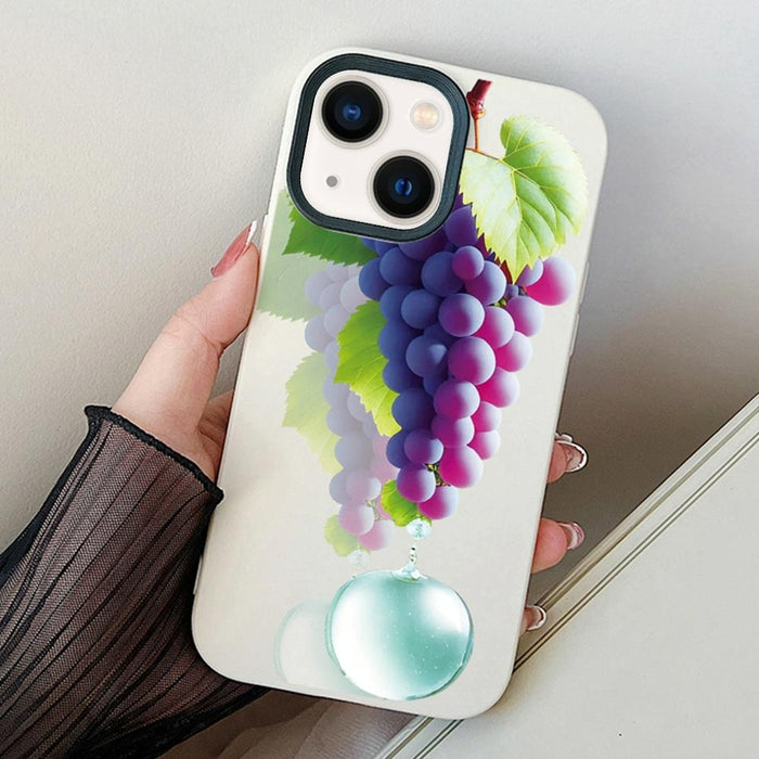 For Iphone 15 Grape Pattern Pc Hybrid Tpu Phone Case