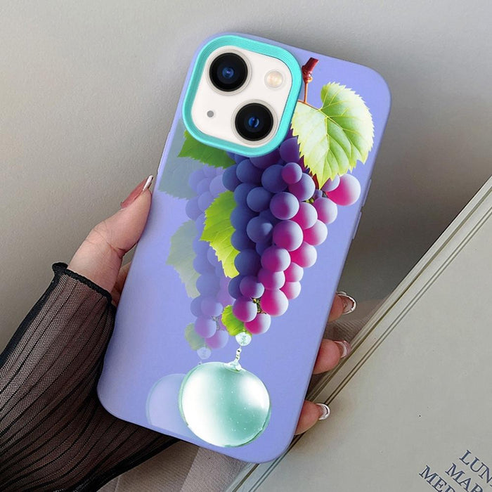For Iphone 15 Grape Pattern Pc Hybrid Tpu Phone Case