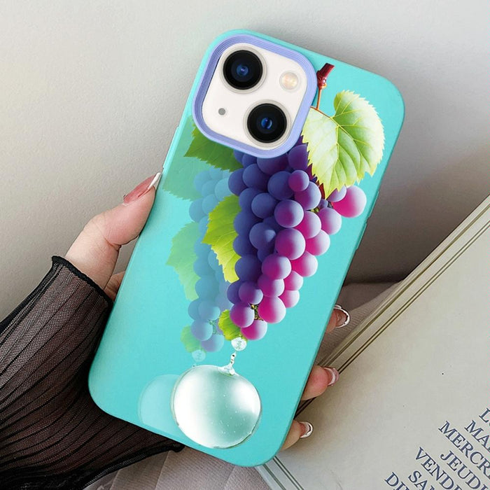 For Iphone 15 Grape Pattern Pc Hybrid Tpu Phone Case