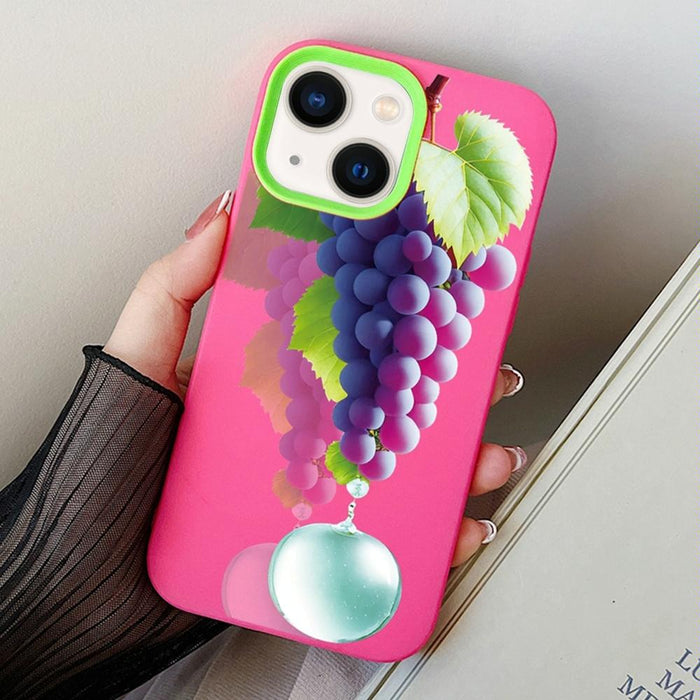 For Iphone 15 Grape Pattern Pc Hybrid Tpu Phone Case