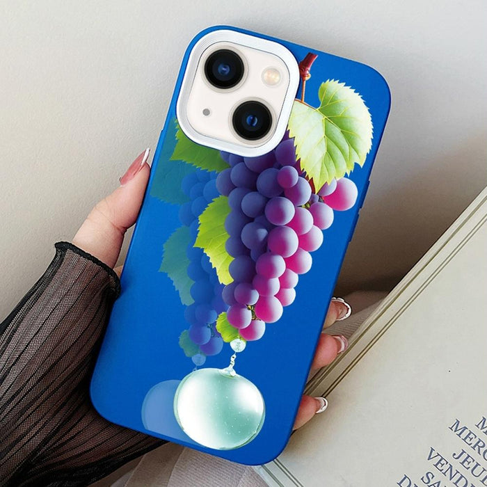 For Iphone 15 Grape Pattern Pc Hybrid Tpu Phone Case