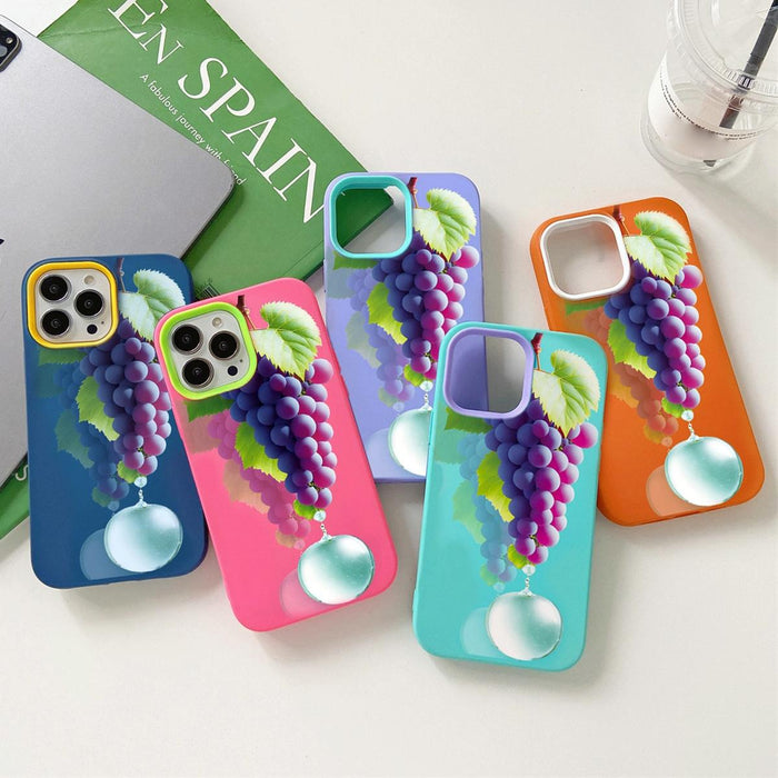 For Iphone 15 Grape Pattern Pc Hybrid Tpu Phone Case