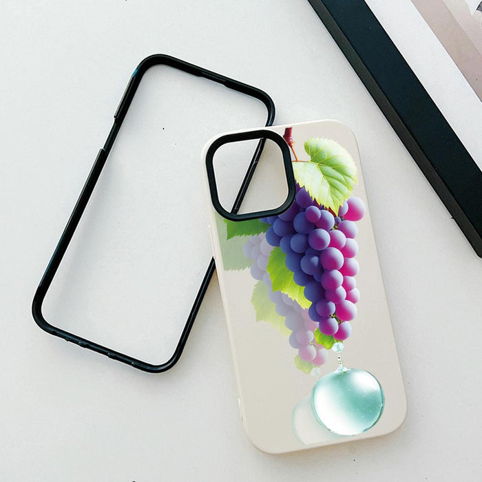 For Iphone 15 Grape Pattern Pc Hybrid Tpu Phone Case