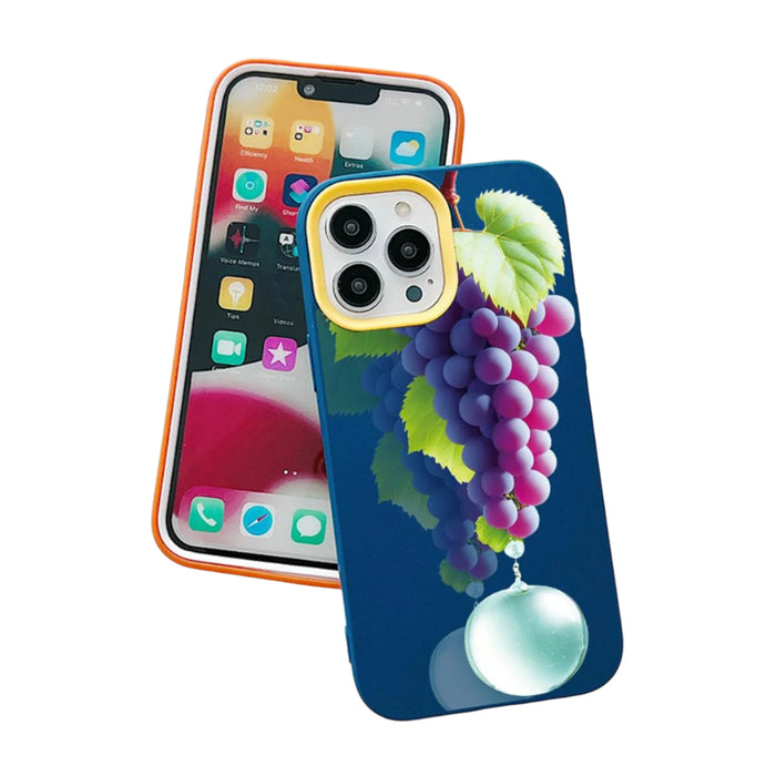 For Iphone 15 Grape Pattern Pc Hybrid Tpu Phone Case